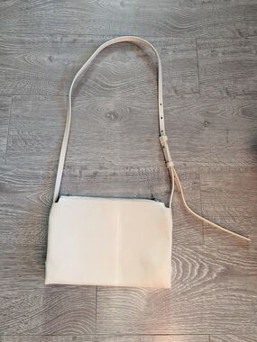 COS Cream Minimalist Leather Crossbody Bag